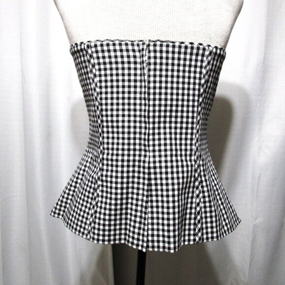 White House Black Market Black and White Gingham Strapless Bustier Corset Top - Picture 5 of 11